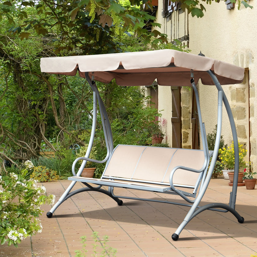 Outdoor Swing Chair Bench With Stand And Adjustable Canopy Porch Swing For Patio Garden