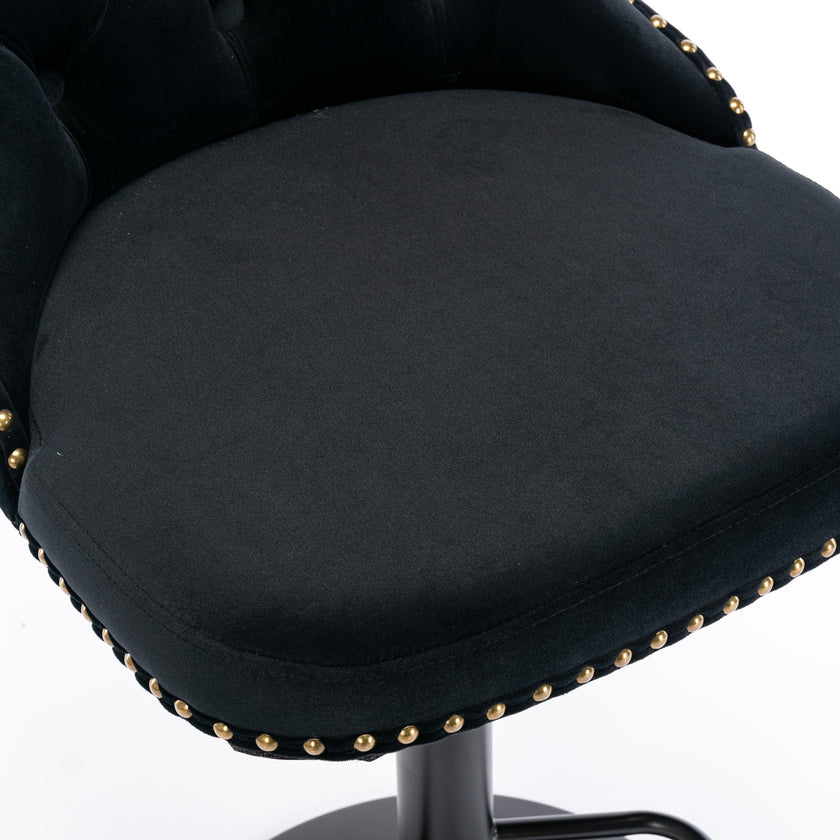 A A Swivel Velvet Barstools Adjustable Seat Height 25-33, Modern, 17.7  Base