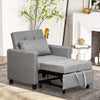 Convertible Chair Bed Grey Sofa Bed Multi-Functional Sleeper Ottoman Recliner Adjustable Backrest