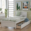 Twin Size Platform Bed With Two Drawers, White
