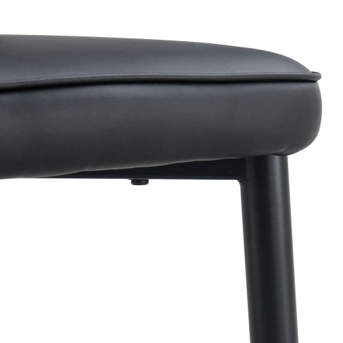 4 Modern Dining Chairs With Stylish PU Patterned Backrest And Black Metal Legs For A Comfortable Home Experience In The Kitchen, Bedroom And Office.