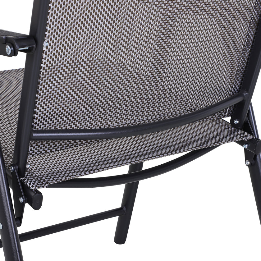 2-piece Patio Folding Chairs, Set With A Simple & Breathable Mesh, Dining Chair With Armrests, For Garden Yard, Camping