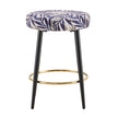 Counter Height Bar Stools Set Of 2, PU Kitchen Stools Upholstered Dining Chair Stools 24 Inches Height With Golden Footrest For Kitchen Island Coffee Shop Bar Home Balcony Silver Leaves Velvet