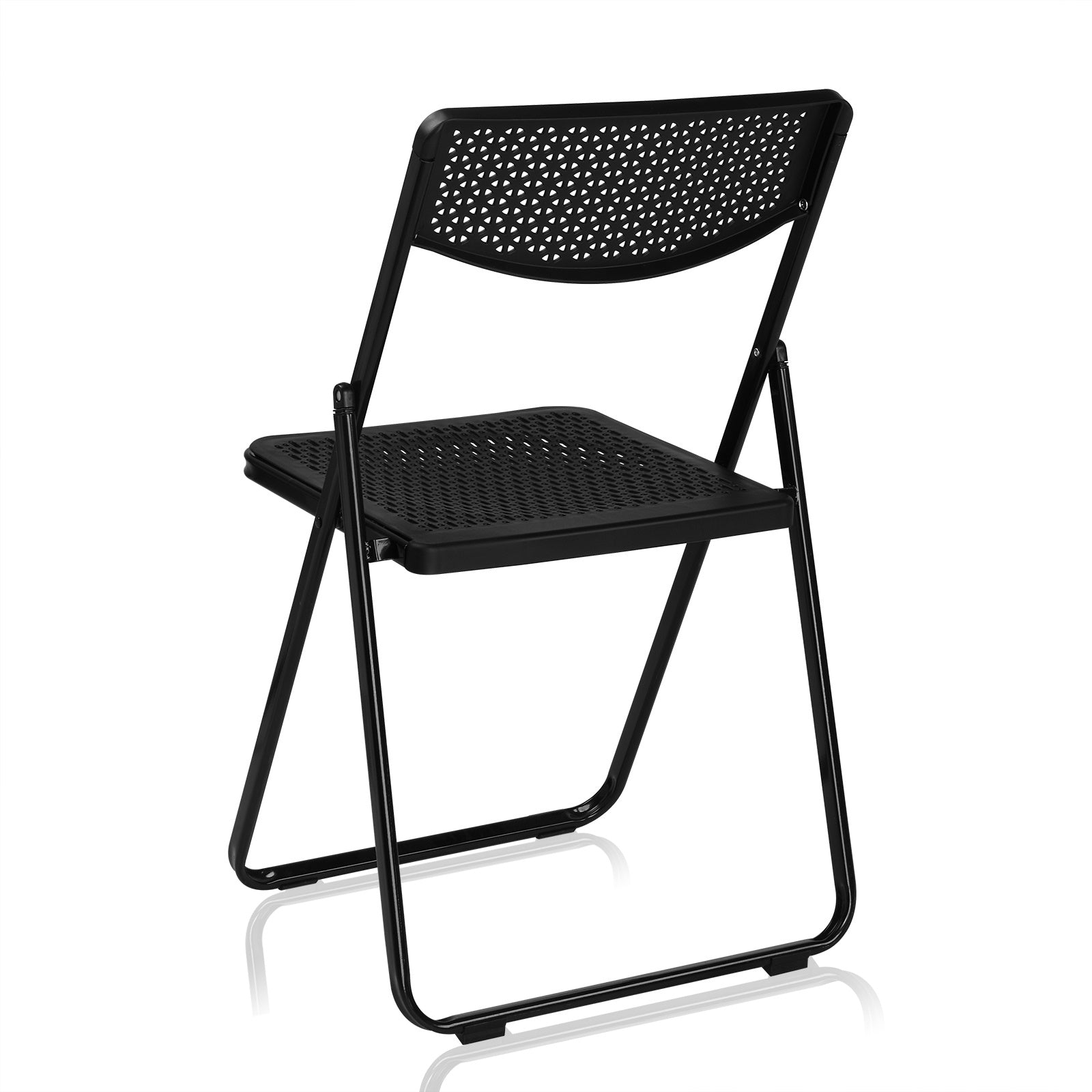4pcs Black, Cut-out Pattern, Courtyard Plastic Folding Chair
