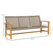 3-Seat Wicker Outdoor Couch Patio Sofa, Acacia Wood Patio Furniture With Steel Seat Armrests, Capacity, Teak