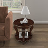 22'' Retro Round End Table,Solid Wood Sofa Side Table With Shelf,Living Room Corner Table Easy Assem