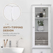 Kleankin Slim Bathroom Storage Cabinet Tall Narrow Linen Tower With Acrylic Door Drawer And Shelves White
