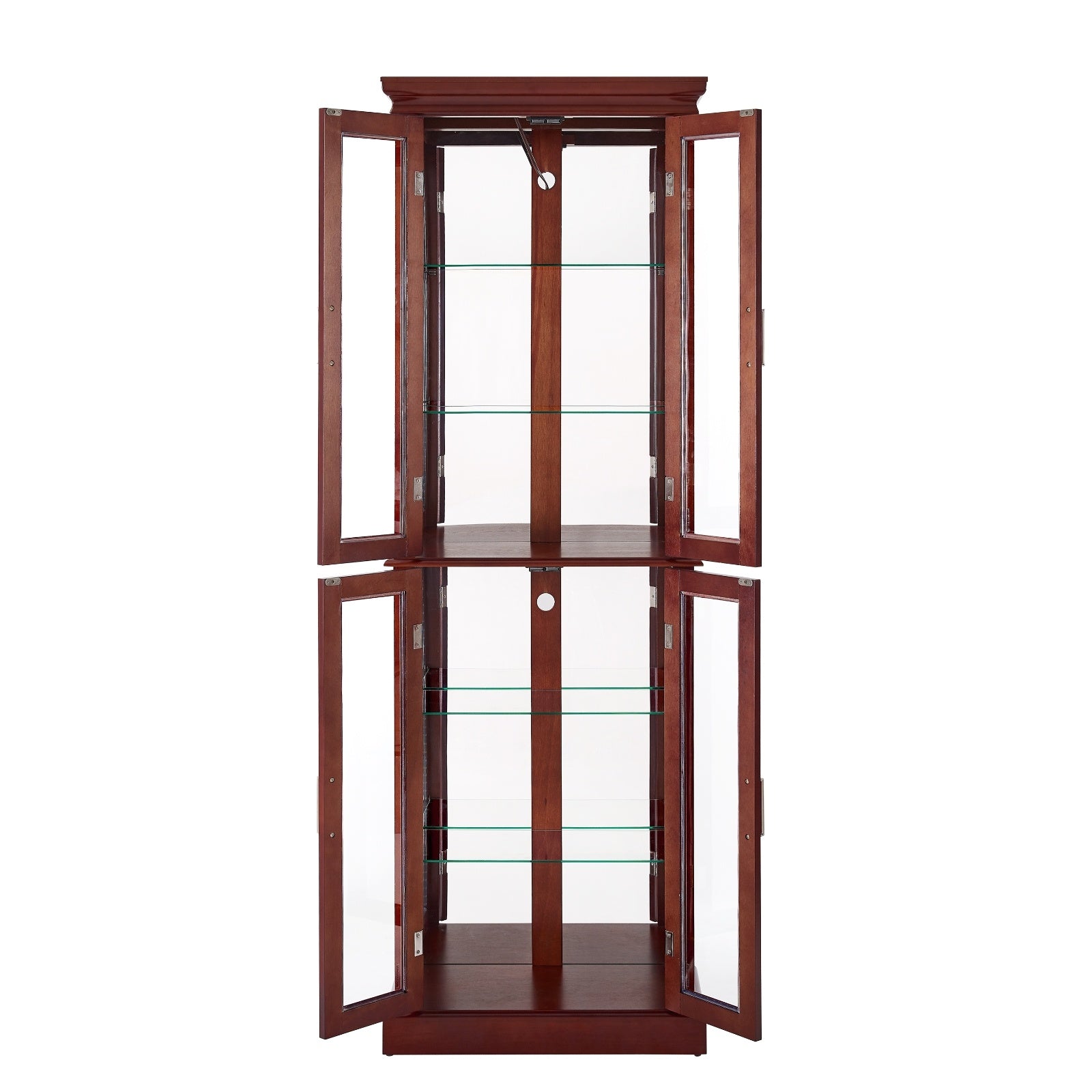Lighted Curio Display Cabinet With Adjustable Shelves & Mirrored Back Panel
