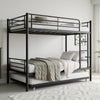 Twin Bunk Bed With Trundle Metal Bunkbeds With Ladder And Full-Length Guardrail, Noise Free, No Box Spring Needed, Black
