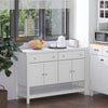 Modern White Buffet, Metal Hinges & Round Handles, Dining Room Storage
