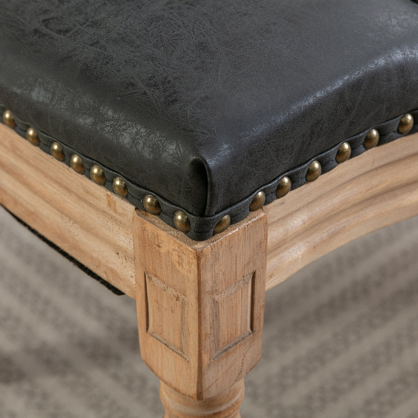 French Style Solid Wood Frame Antique Painting, PU Artificial Leather Decoration