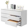 6 Drawer Double Dresser For Bedroom, Wide Storage Cabinet For Living Room Home Entryway, White