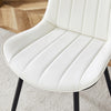 Extended Seat Cushion PU Dining Chair Set - Four Pieces.Smooth Line Design.Can Integrate Well Into Various Modern Home Decoration Styles.White And Black Splicing Colors.