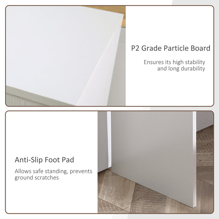 L-Shaped White Computer Desk With Rotating Shelves And Drawer Home Office Workstation