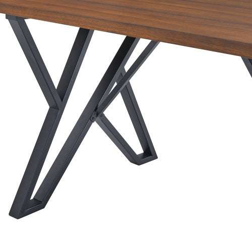 Indoor Dining Table With Metal Legs,Walnut