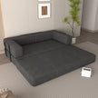 Convertible Sleeper Sofa Bed With Cylindrical Pillow, Corduroy Folding Mattress Couch With Fixed-Shape Frame, Floor Sofa Lounge Couch For Living Room Bedroom Lounge Studio Orange Red