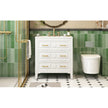 30'' Bathroom Vanity With Ceramic Sink Combo, Free Standing Single Vanity Set With 3 Drawers, Solid Wood Frame Bathroom Storage Cabinet, White