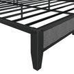Queen Size Bed Frame With Charging Station, Upholstered Headboard, Metal Platform, Grey