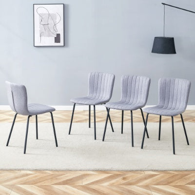 Luxury Minimalist Chairs - A Set Of 4 High Quality Dining Chairs With Black Metal Legs. The Integral Metal Leg Structure Is Suitable For Various Interior Decoration Styles.