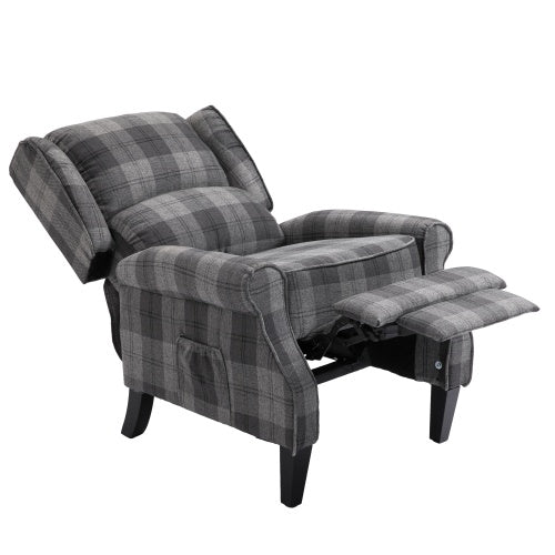 Vintage Armchair Sofa Comfortable Upholstered Leisure Chair  Recliner Chair For Living Room Grey Check