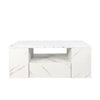 Modern Coffee Tables For Living Room, LED Coffee Table, Storage Coffee Table, Small Coffee Table, Wood Center Table With 2 Drawers And Open Side Shelf