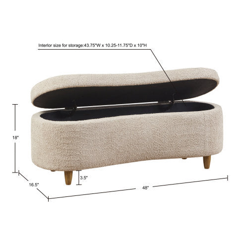 Boucle Flip Top Storage Bench Taupe See Below