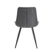 Modern Design Dining Chairs 2pc Set Gray Faux Leather Upholstery Black Metal Legs Kitchen Dining Furniture