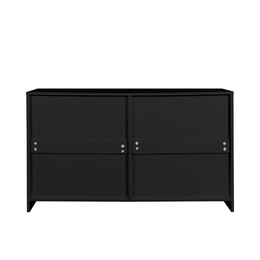 Black Particle Board With Triamcinol, Six Drawer Cabinet