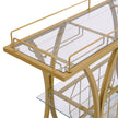 Golden Bar Cart With Wine Rack Tempered Glass Metal Frame Wine Storage