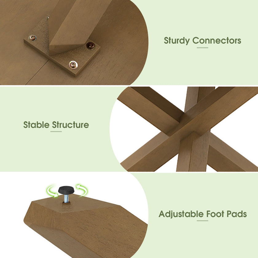 47 Inches Round Dining Table With Solid Acacia Wood Legs For 4-6 Person