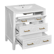 30'' Bathroom Vanity With Ceramic Sink Combo, Free Standing Single Vanity Set With 3 Drawers, Solid Wood Frame Bathroom Storage Cabinet, White