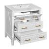 30'' Bathroom Vanity With Ceramic Sink Combo, Free Standing Single Vanity Set With 3 Drawers, Solid Wood Frame Bathroom Storage Cabinet, White