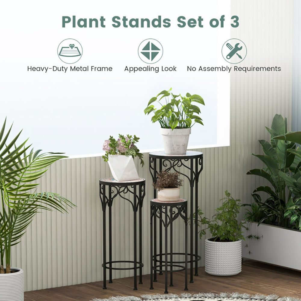 Decorative Flower Display Holder With Ceramic Top For Patio