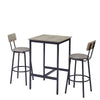 Bar Table Set With 2 Stools, PU Soft Seat & Backrest, Grey, 23.62 W X 35.4 H