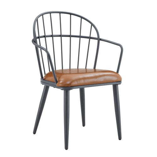 Indoor Upholstered Dining Chair With Metal Legs Set Of 2,Brown