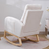 Modern Accent Rocking Chair Rocking Chair With Solid Wood Legs, Upholstered Nursery Glider Rocker, Comfy Armchair With Side Pocket, Living Room Lounge Arm Chair With High Backrest NO TEMU