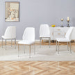 Set Of Four White PU Comfort Dining Chairs 17.7x25Dining Chair With Extended Backrest,WHITE PU,Silver Metal Legs,Suitable For Various Places Such As Family Restaurants, Hotels, Coffee Shops,etc.