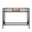 Twin Over Twin Size Metal Bunk Bed With Double Safety Guard Rails, Heavy Duty, Space-Saving Design, Steel Bed For School, Bedroom