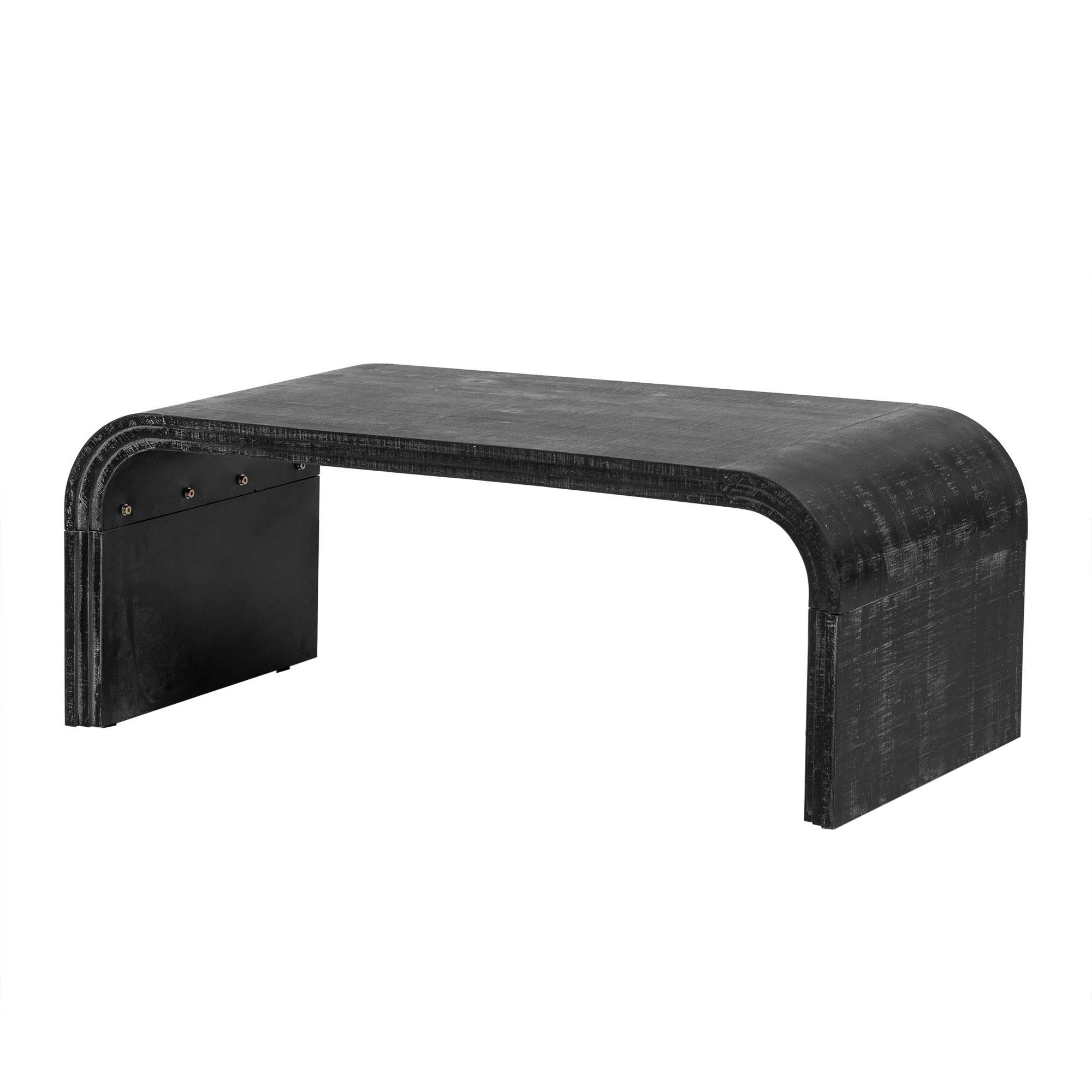 Simple Coffee Table With Curved Decorative Art Design, Suitable For Living Or Dining Rooms