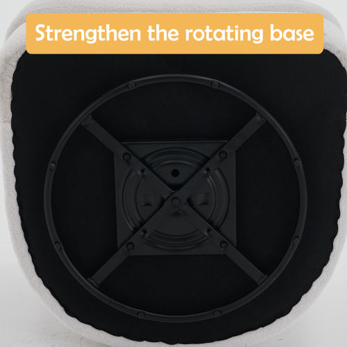 Swivel Chair With Ottoman, Modern Luxury Velvet Swivel Accent Chair, Comfy Round Armchair, Single Sofa Armchair With Lounge Seat For Bedroom Office Reading Spaces,Set Of 1,Off White