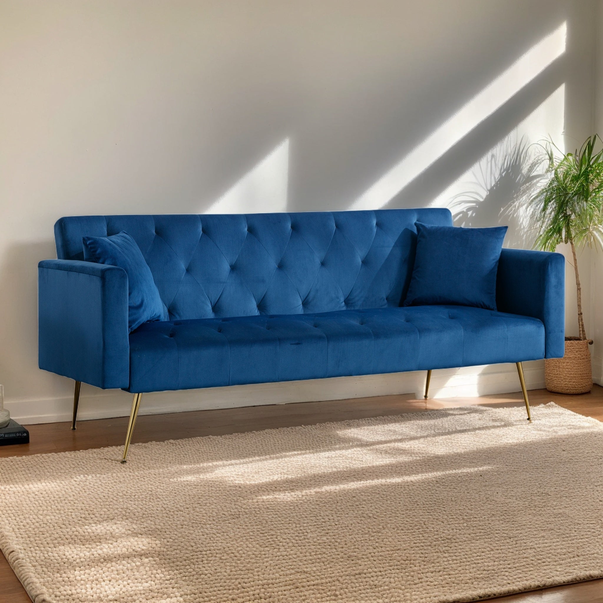 Modern Velvet  Sofa Bed Folding Futon For Lving Room