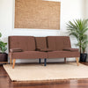 Modern Velvet Upholstered Futon Sofa Bed With 2 Cup Holders For Living Room