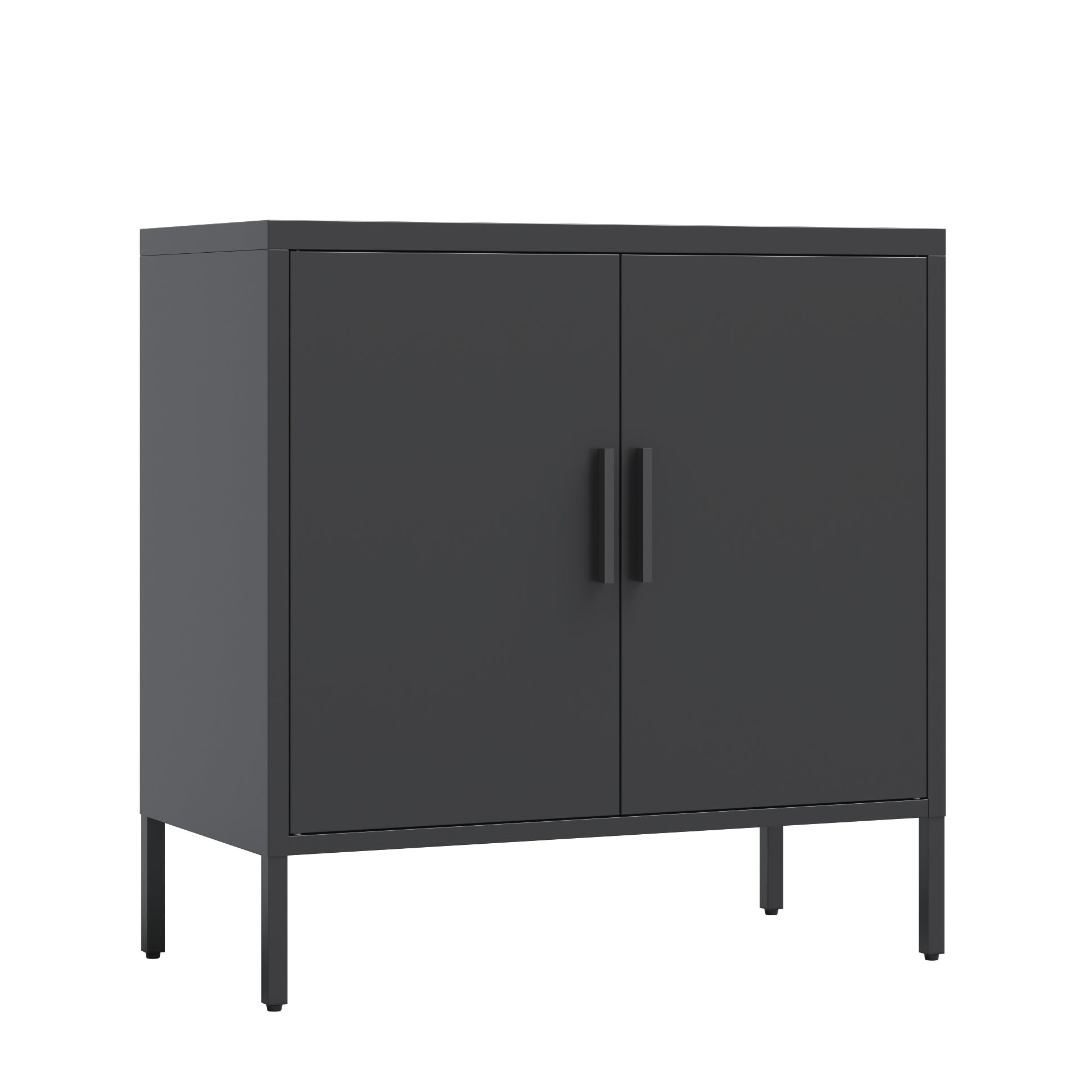 Metal Storage Cabinet With Doors And Adjustable Shelves, Steel Garage Storage Cabinet, Metal File Cabinet For Home Office School Gym, Black