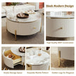 Modern Round Coffee Table With 2 Large Drawers Storage Accent Table  31.5