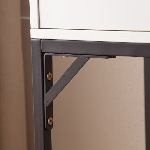 Vanity Desk With Lighted Mirror & Power Outlet, Makeup Vanity Desk With Drawers And Cabinet, Sturdy Iron Bracket, Make Up Vanity Table For Bedroom, White