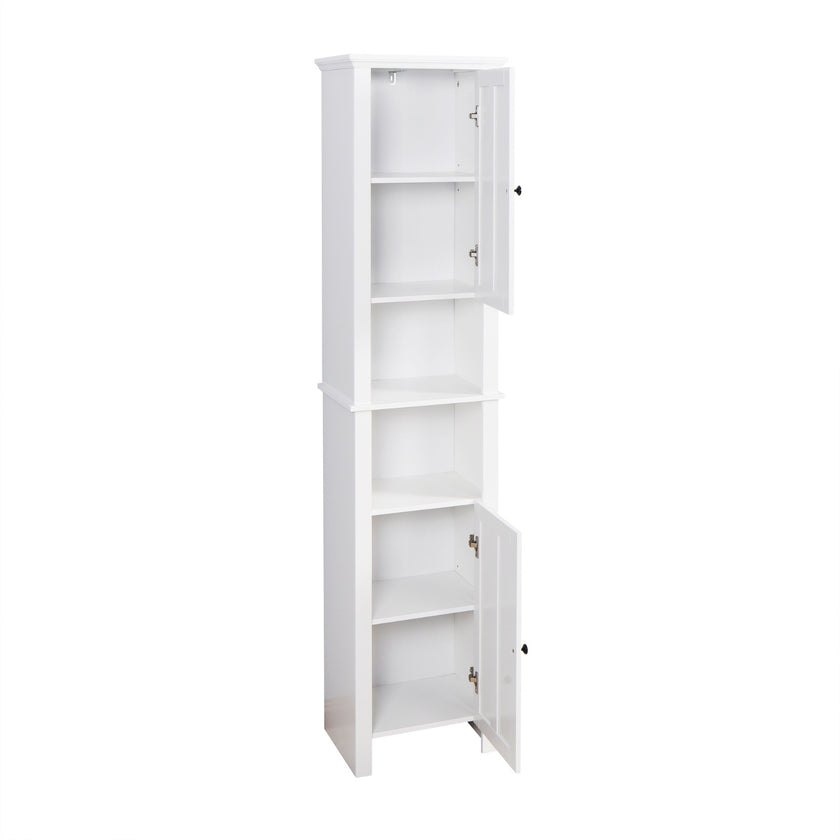 Bathroom Floor Cabinet 2 Doors 6 Shelves Wooden Storage 15.75x11.81
