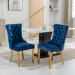 High-end Tufted Solid Wood Contemporary Velvet Upholstered Dining Chair With Golden Stainless Steel Plating Legs,Nailhead Trim,Set Of 2
