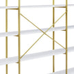 74.8 Inch 5 Tiers Office Bookcase Bookshelf, Display Shelf With Round Top, X Bar Gold Frame