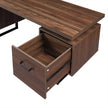 Home Office Computer Desk With Drawers Hanging Letter-size Files, 59 Inch Writing Study Table With Drawers