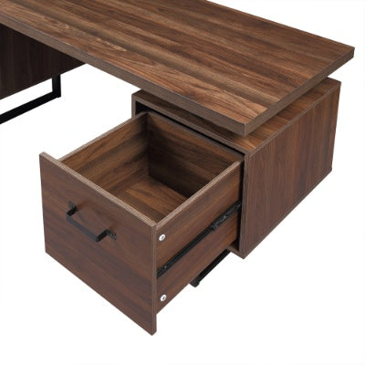 Home Office Computer Desk With Drawers Hanging Letter-size Files, 59 Inch Writing Study Table With Drawers